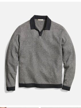 Marine Layer Liam Polo Sweater Men's Gray Long-Sleeve s small